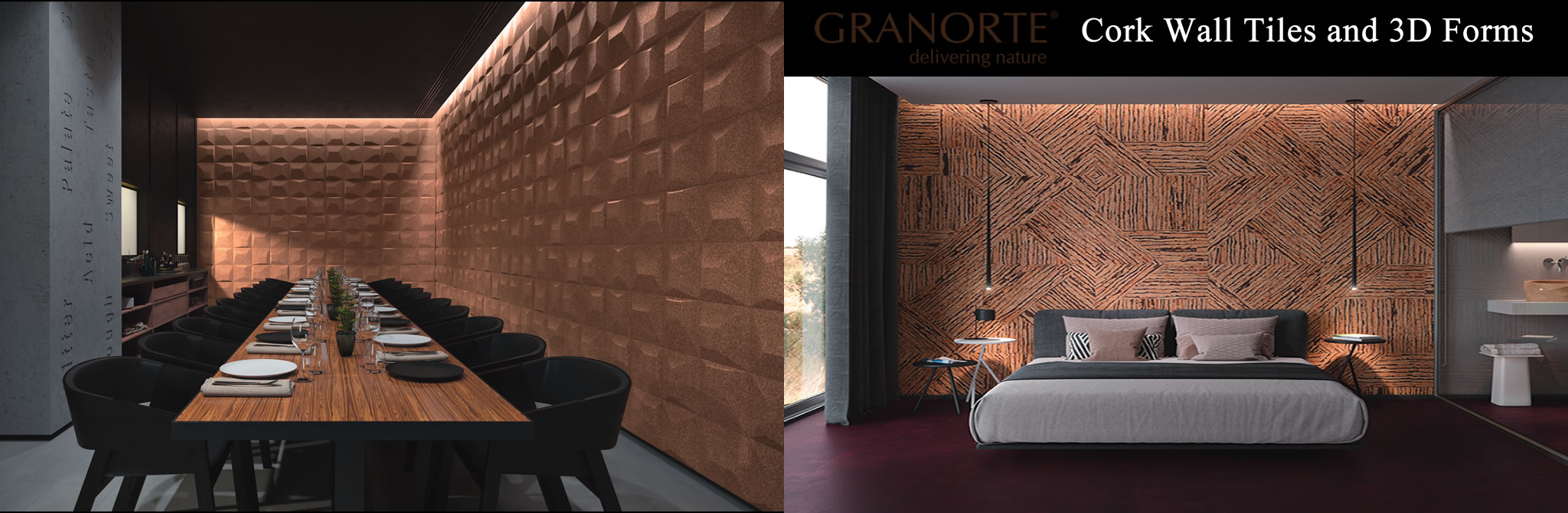 Cork wall tiles